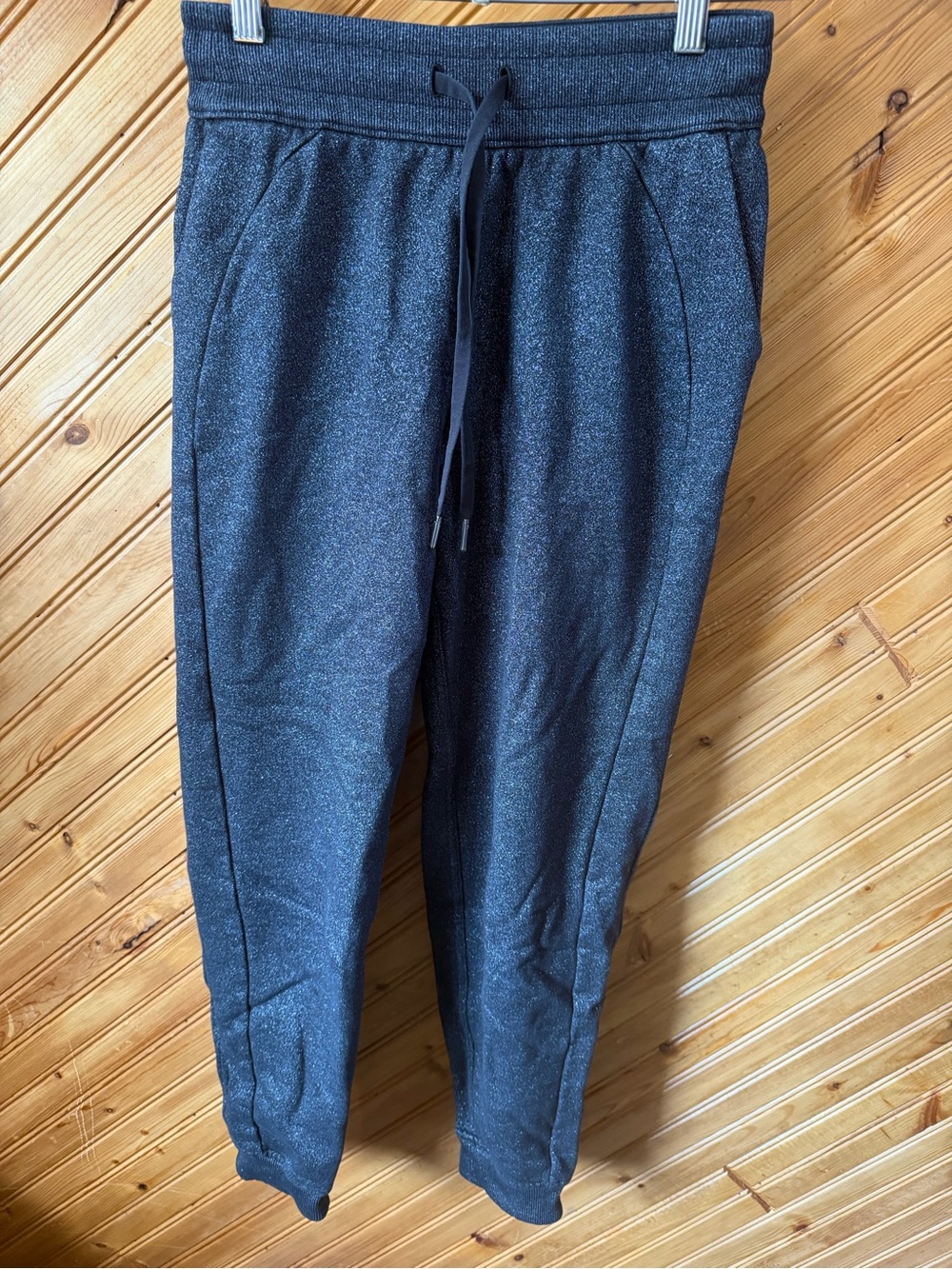 LULULEMON Sz 4 Black glitter Jogger Pants with Drawstring